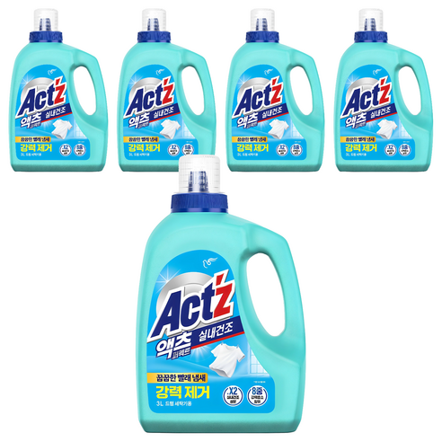 액츠 퍼펙트 실내건조 드럼용 액상세제 본품, 3L, 5개