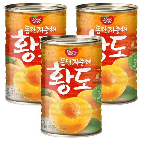 동원 지중해 황도 통조림, 410g, 3개
