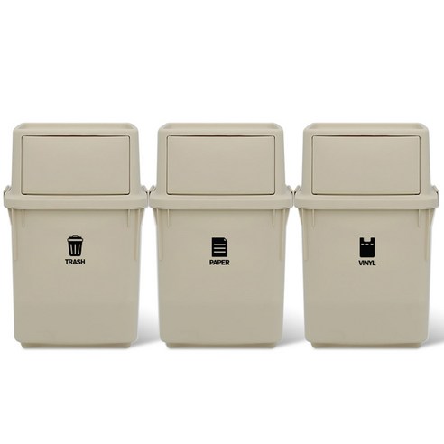 라이피스트 컬러빈 분리수거함 35L, 베이지, 3개