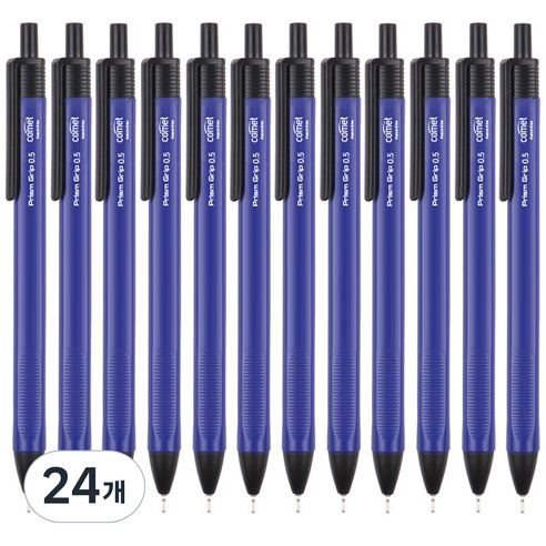 코멧 삼각 그립 중성 젤 펜 0.5mm, 블루, 24개