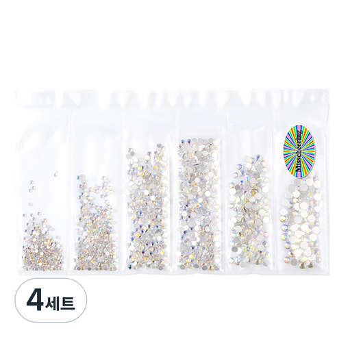메이브라운 네일아트 혼합 사이즈 평 네일 스톤 6종 세트 M03094, 오펄 골드, 4세트