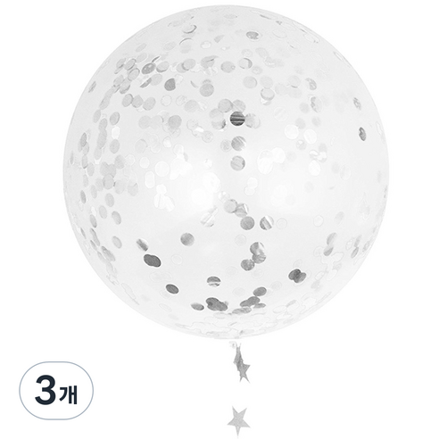 파티복닷컴 투명 컨페티 풍선 90cm, 실버, 3개