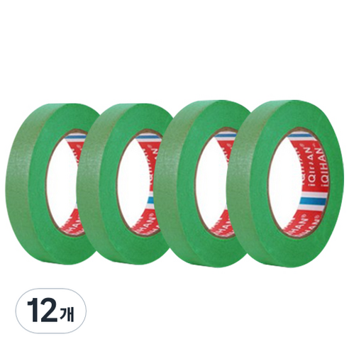 iQIHAN 다다 칼라 마스킹테이프 초록 20 mm x 20 m, 12개