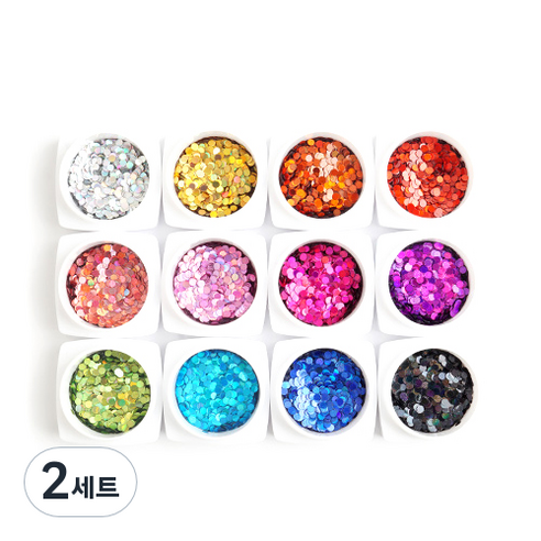 네일트렌드 AB원형 네일 글리터 12종 세트 2mm, 2세트