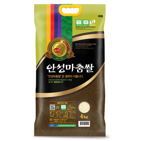 안성마춤 고시히카리쌀 경기미, 특등급, 4kg, 1개