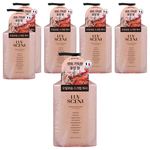럽센트 바디 스크럽 워시 플라워마켓 화이트튤립향, 500ml, 6개