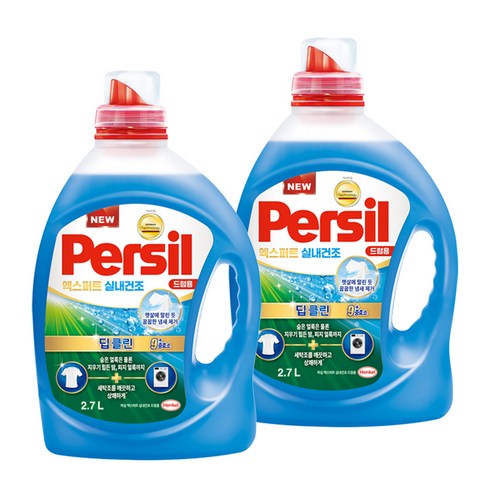 퍼실 딥클린 엑스퍼트 실내건조 드럼용 액상세제 본품, 2.7L, 2개