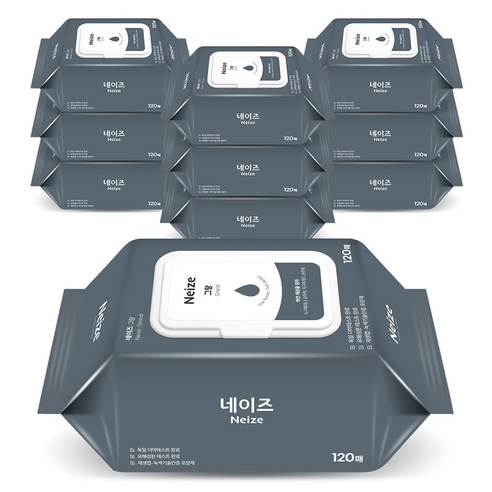 노브랜드 도톰한 캡형 물티슈 100매, 8개 미드리움물티슈 11 네이즈 그랑 물티슈 캡형, 120매, 10개