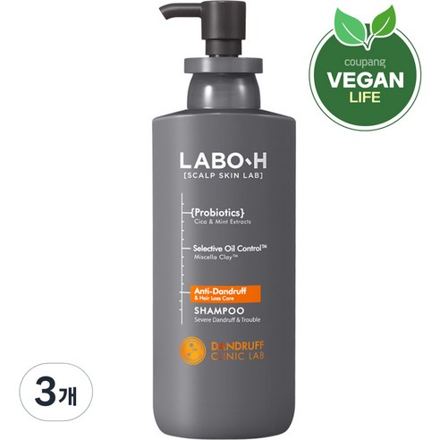 라보에이치 댄드러프 클리닉 지성 비듬샴푸, 400ml, 3개