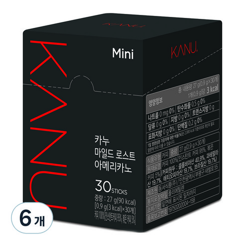 맥심 카누 마일드 로스트 아메리카노, 0.9g, 30개입, 6개