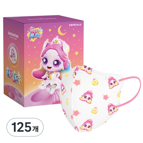 티히히 키즈 캐치티니핑 S5 캐릭터 마스크 아동용 소형 M, 1매, 125개, 오로라핑
