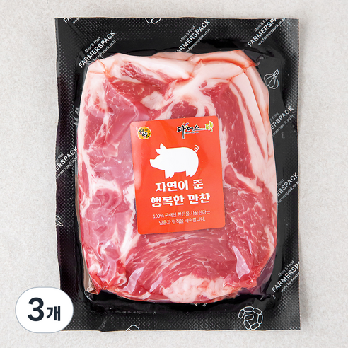 파머스팩 한돈 목심 구이용 (냉장), 600g, 3개