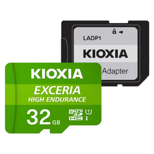 키오시아 EXCERIA HIGH ENDURANCE HC UHS-I microSD 메모리카드 + SD 어댑터 세트, 32GB, 1개