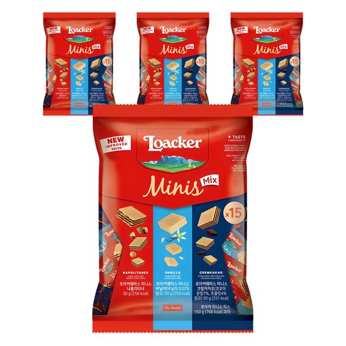 로아커 웨하스 미니스 믹스, 150g, 4개