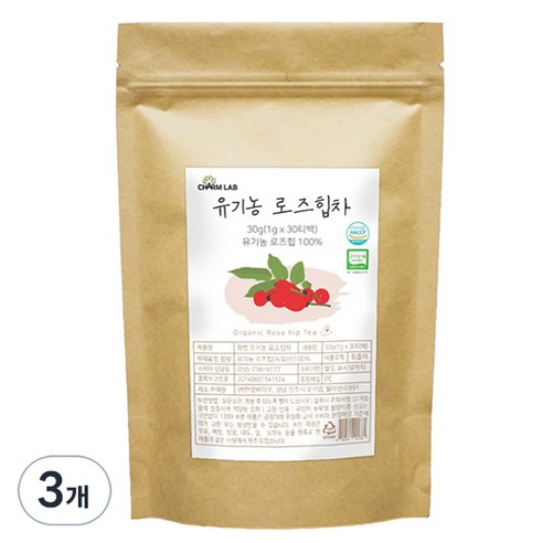 참랩 진공 로스팅 유기농 로즈힙차 삼각티백, 1g, 30개입, 3개