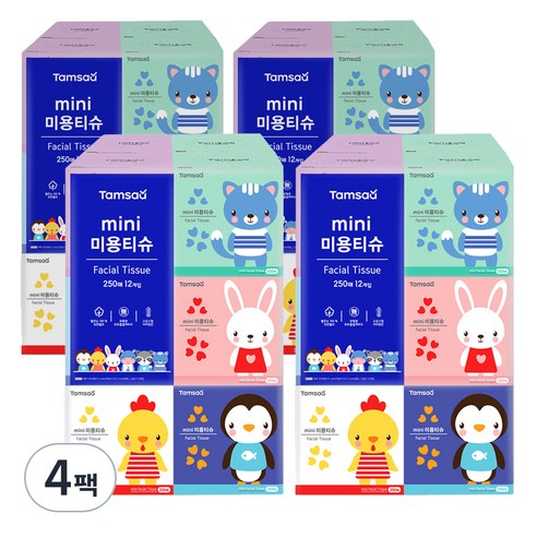 탐사 미니 미용티슈, 250매입, 6개