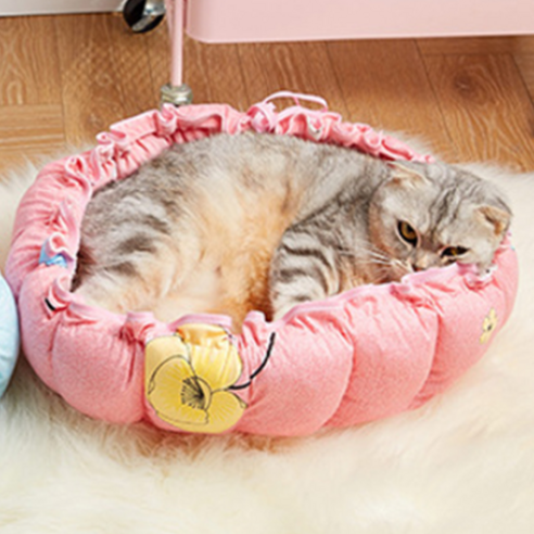 JHCompany 고양이 러블리 셔링 쿠션 홈, 핑크