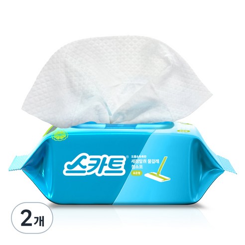 스카트 도톰 & 촉촉한 세정탈취 물걸레 청소포 베르가못향 표준형 25매, 2개