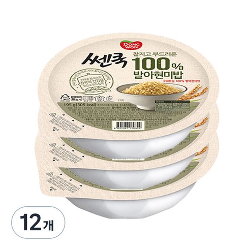 동원 쎈쿡 100% 발아현미 즉석밥, 195g, 12개
