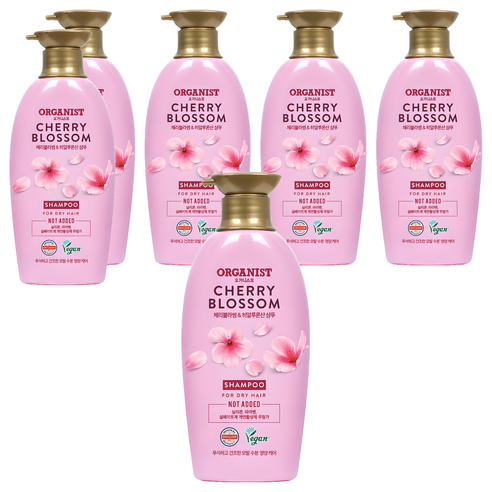 오가니스트 엘라스틴 체리블라썸 수분 영양 샴푸, 500ml, 6개
