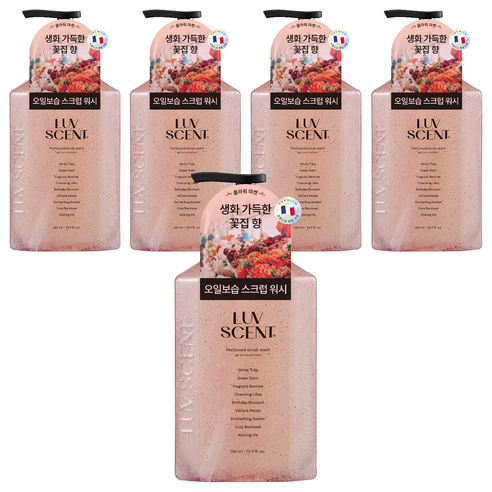 럽센트 바디 스크럽 워시 플라워마켓 화이트튤립향, 500ml, 5개