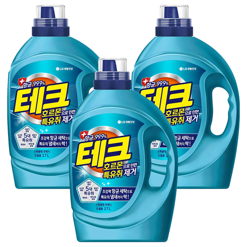 테크 호르몬 특유취 제거 액상세제 드럼용 본품, 2.7L, 3개