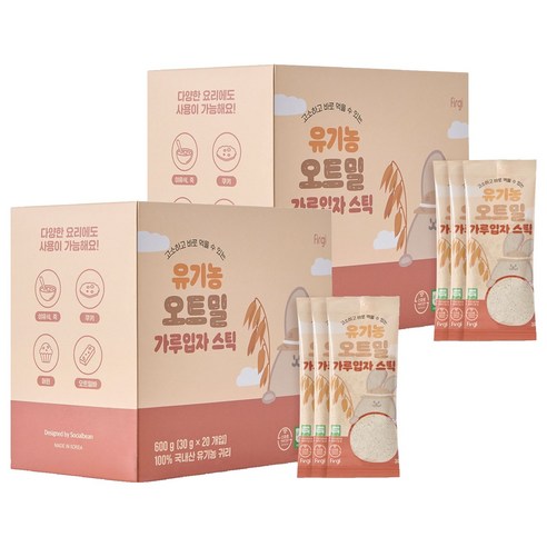 퍼기 유기농 오트밀 가루입자 스틱, 2개, 600g