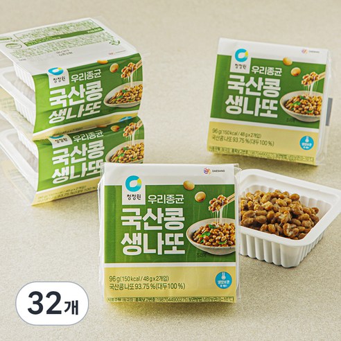 청정원 우리종균 국산콩 생나또, 48g, 8개입, 4개