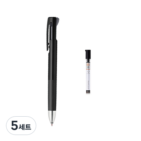 제브라 블렌 2+S 샤프 0.5mm + B샤프심, 블랙(샤프바디), 5세트
