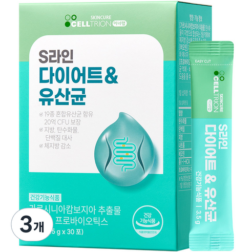 셀트리온 이너랩 S라인 다이어트 유산균, 30포, 3개