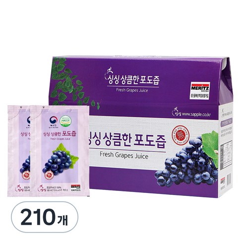 싱싱 상큼한 포도즙, 100ml, 210개