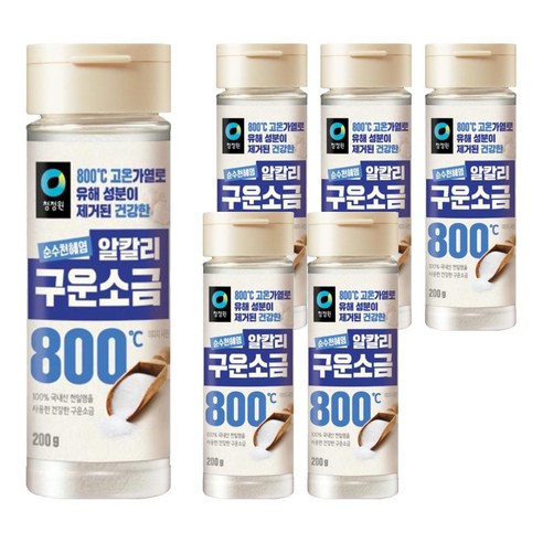 청정원 순수천혜염 알칼리 구운소금, 200g, 6개