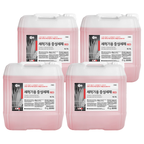 세제몰 식기세척기용 중성세제 레드, 18.75L, 4개
