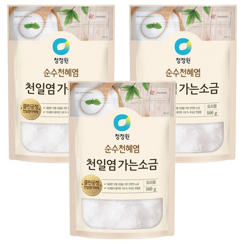 청정원 천일염 가는소금, 500g, 3개