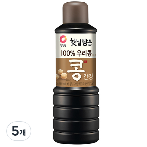 청정원 햇살담은 우리콩 간장, 500ml, 5개