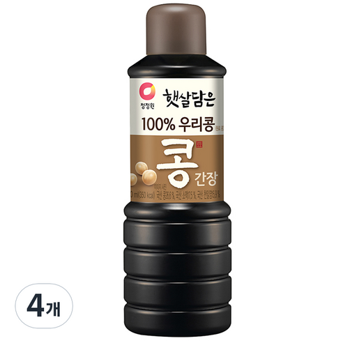 청정원 햇살담은 우리콩 간장, 500ml, 4개
