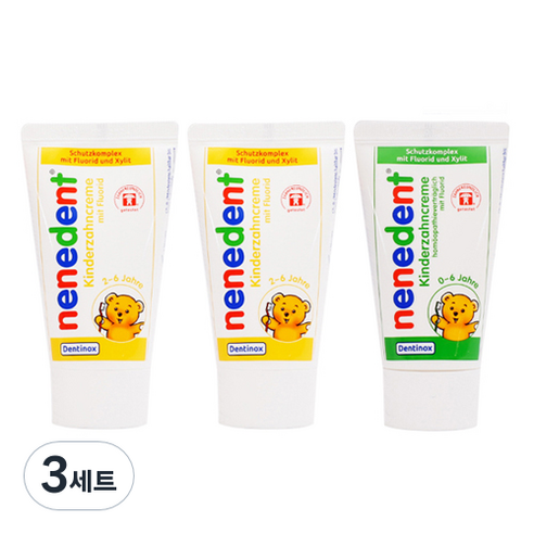 네네덴트 어린이불소치약 멘톨프리 딸기향 50ml x 2p + 사과향 50ml, 3세트