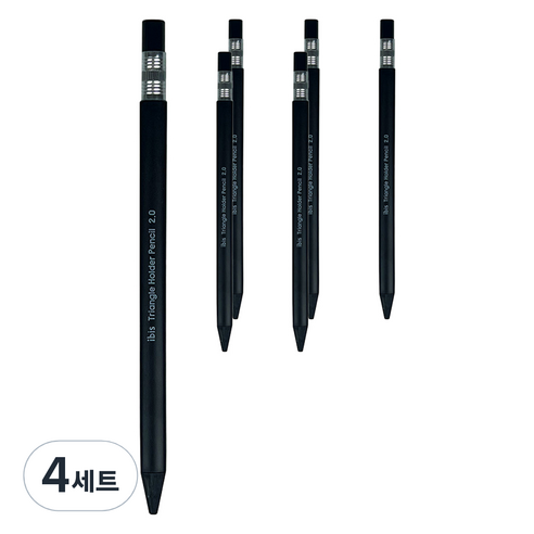 노크식삼각홀더펜슬 6p 세트 12676, 블랙, 4세트