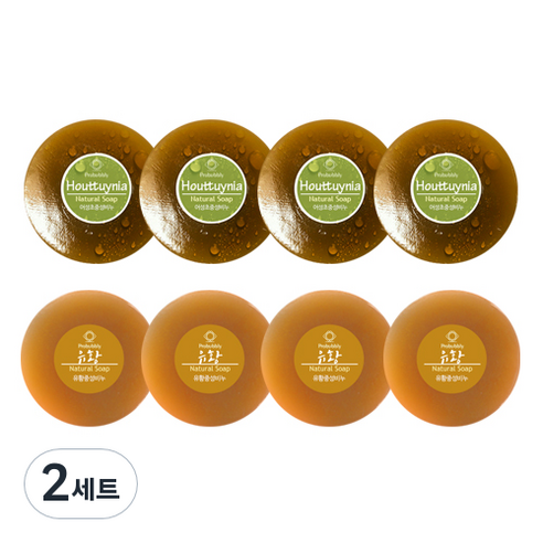프로버블리 지성 건성 중성 피부 천연 수제비누 어성초 110g x 4p + 유황 110g x 4p, 2세트