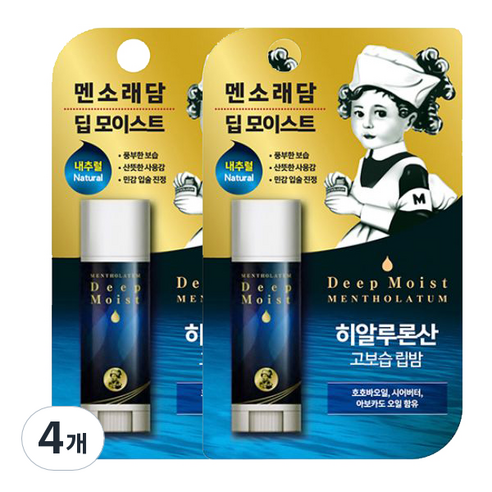 멘소래담 딥 모이스트 고보습 립밤, 내추럴, 4.5g, 4개