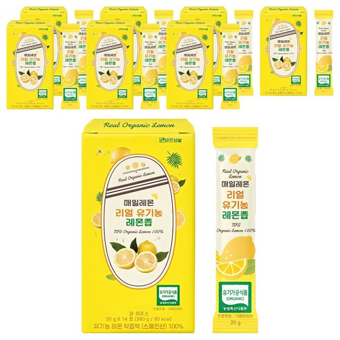 매일레몬 리얼 유기농 레몬즙, 280g, 8개