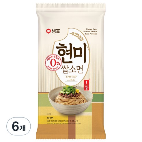 샘표 현미 쌀소면, 800g, 6개