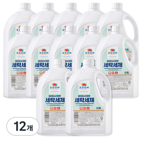 줌 베이직 베이킹소다 담은 액체 세탁세제, 2.5L, 12개