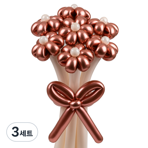 셈퍼텍스 요술풍선 데이지 튤립 꽃다발 만들기 세트, 리플렉스 로즈골드, 3세트
