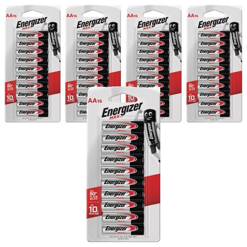 에너자이저 알카라인 맥스 AA 건전지 LR06, 16개입, 5개