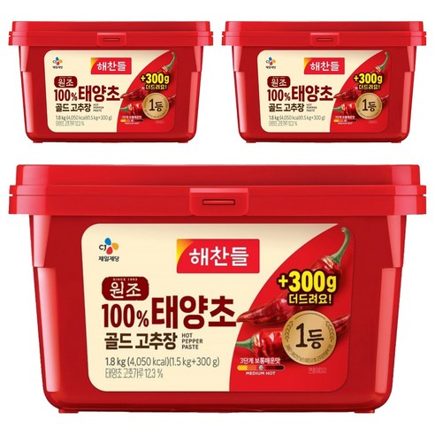 해찬들 원조 태양초 골드 고추장, 1.8kg, 3개