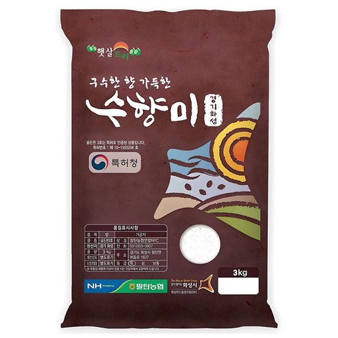 수향미 2024년산 햅쌀 골든퀸 3호 백미, 특등급, 3kg, 1개