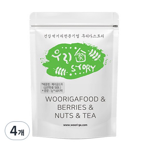 우리가스토리 메리골드 꽃잎차 삼각티백, 1g, 60개입, 4개