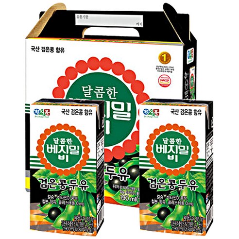 브랜드 없음 달콤한 베지밀B 검은콩, 190ml, 16개