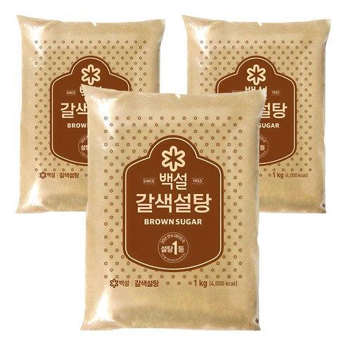 백설 갈색설탕, 1kg, 3개